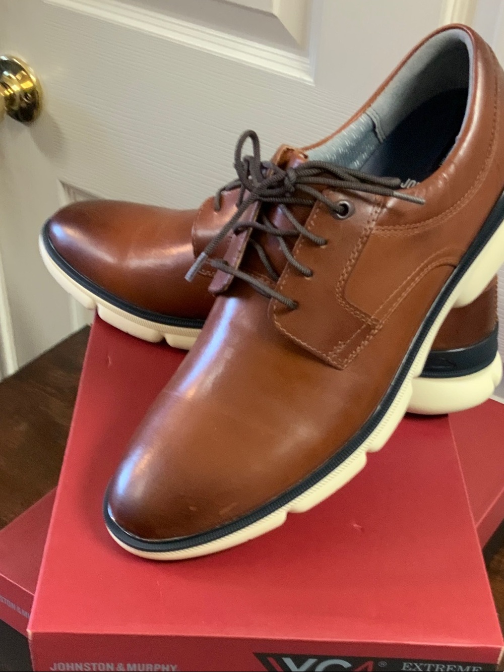 Johnston & Murphy Brown TANNER PLAIN TOE with White Sole